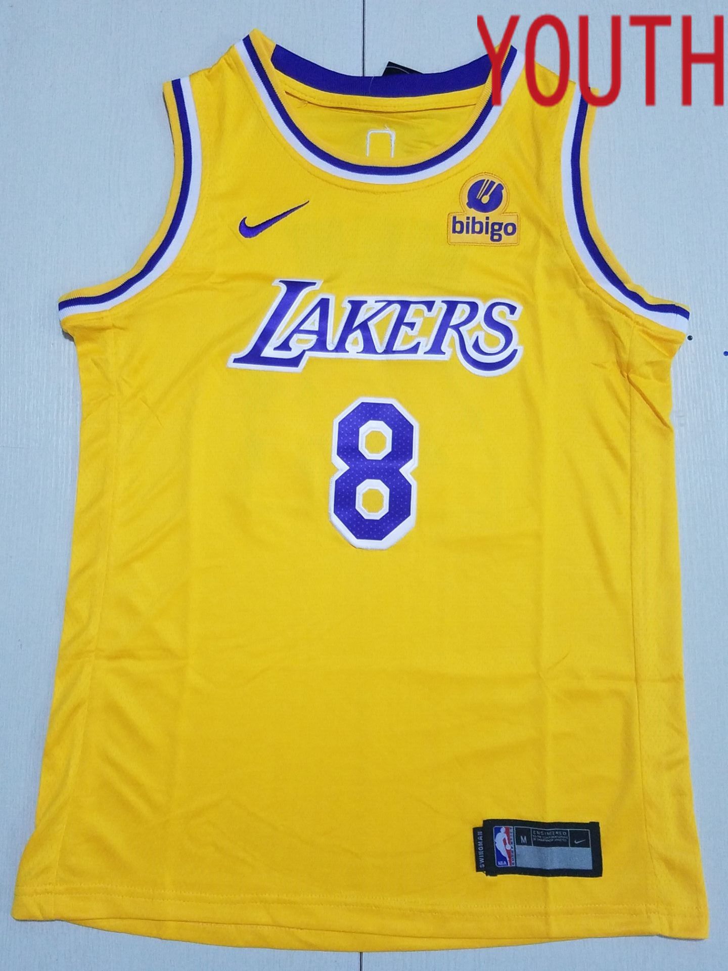 Youth Los Angeles Lakers 24 Bryant and #8 Yellow Nike 2022 NBA Jersey->youth nba jersey->Youth Jersey